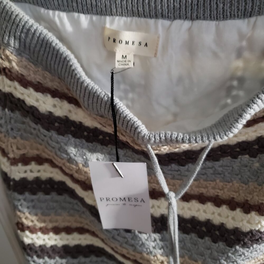 BNWT PROMESA  Isla 100% cotton crochet knit lined skirt set in Mocha (M} - Picture 6 of 9